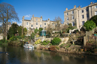 Georgian houses of Bath line the canal