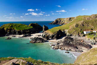 Seastacks in Kynance Cove on a sunny day