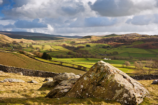 Far reaching views across Ribblesdale from the Norber Erratics