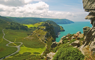 View down onto the rocky coastline of North Devon