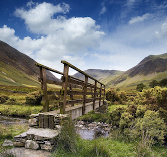 Wooden footbridge in Langdale