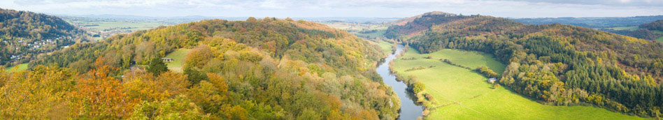 View across autumn woods from Symonds Yat in the Wye Valley